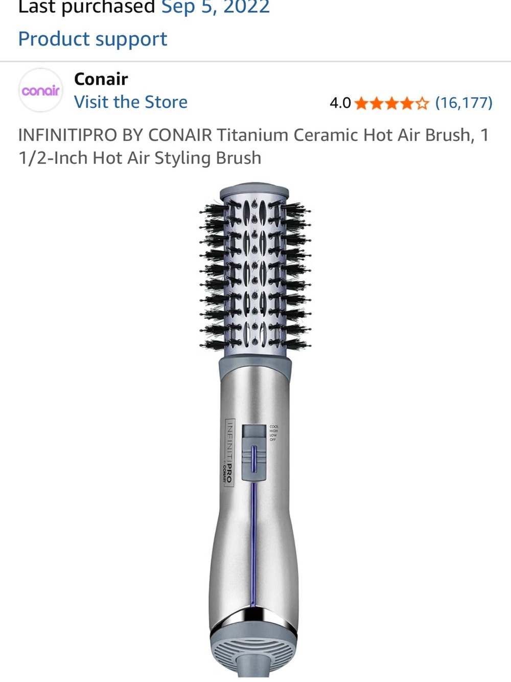 InfinitiPro Titanium Ceramic Hot Air Brush - Silver